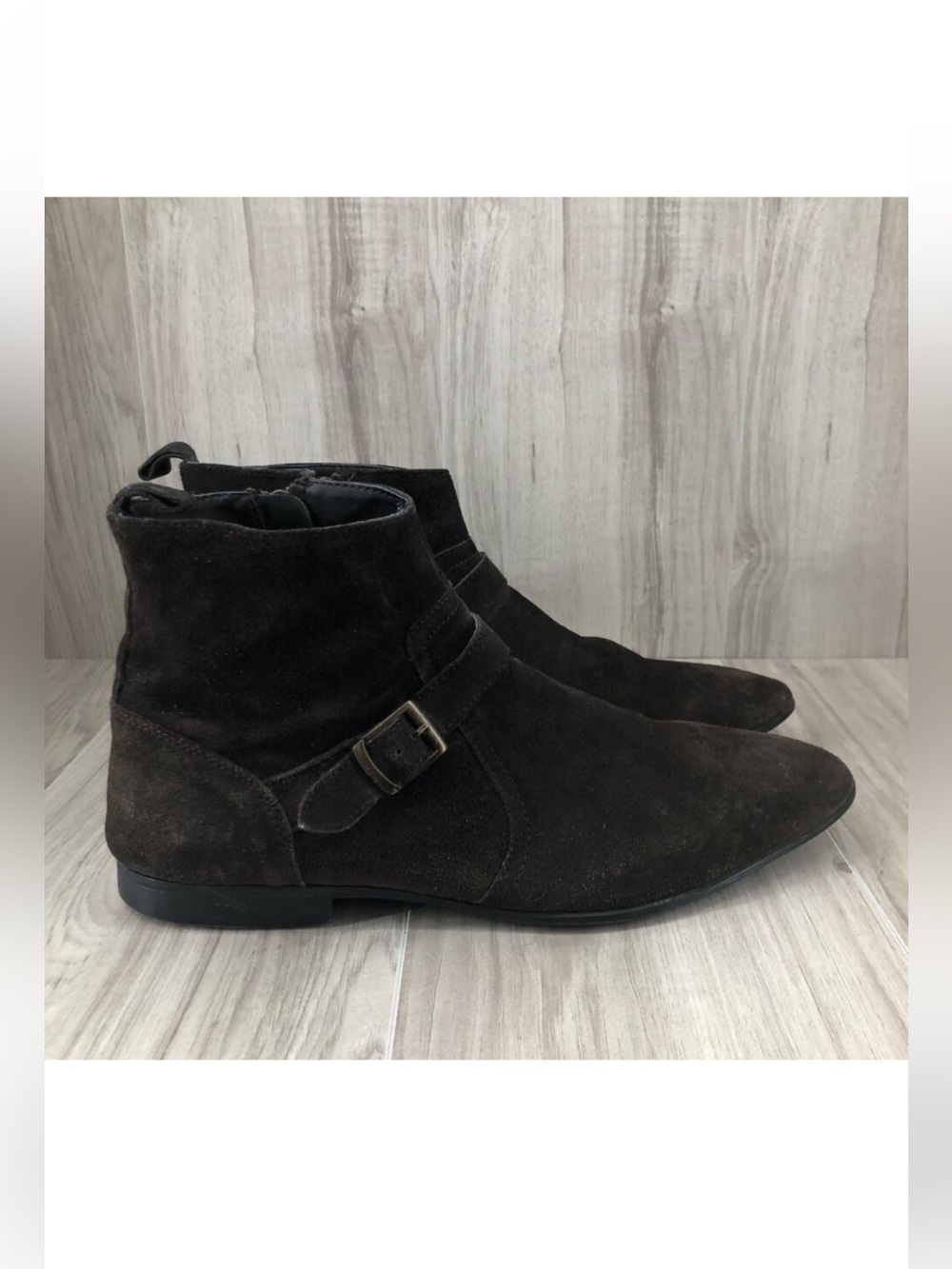 Asos Ankle Boots Mens 11 Brown Suede Zip Shoes